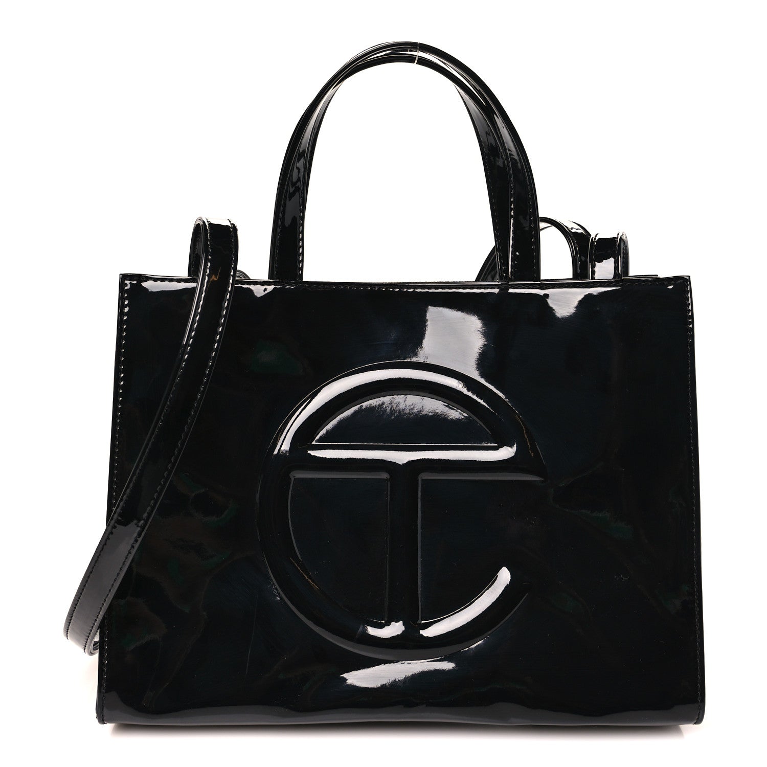 Telfar Patent Vegan Leather Shmedium Shopping Bag Black 1 of 9