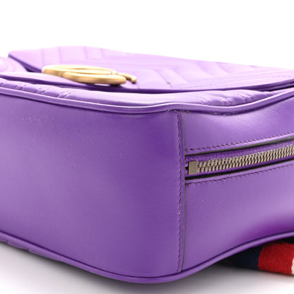 Gucci Calfskin Matelasse Sylvie Web Small GG Marmont Top Handle Shoulder Bag Shine Purple 11 of 12