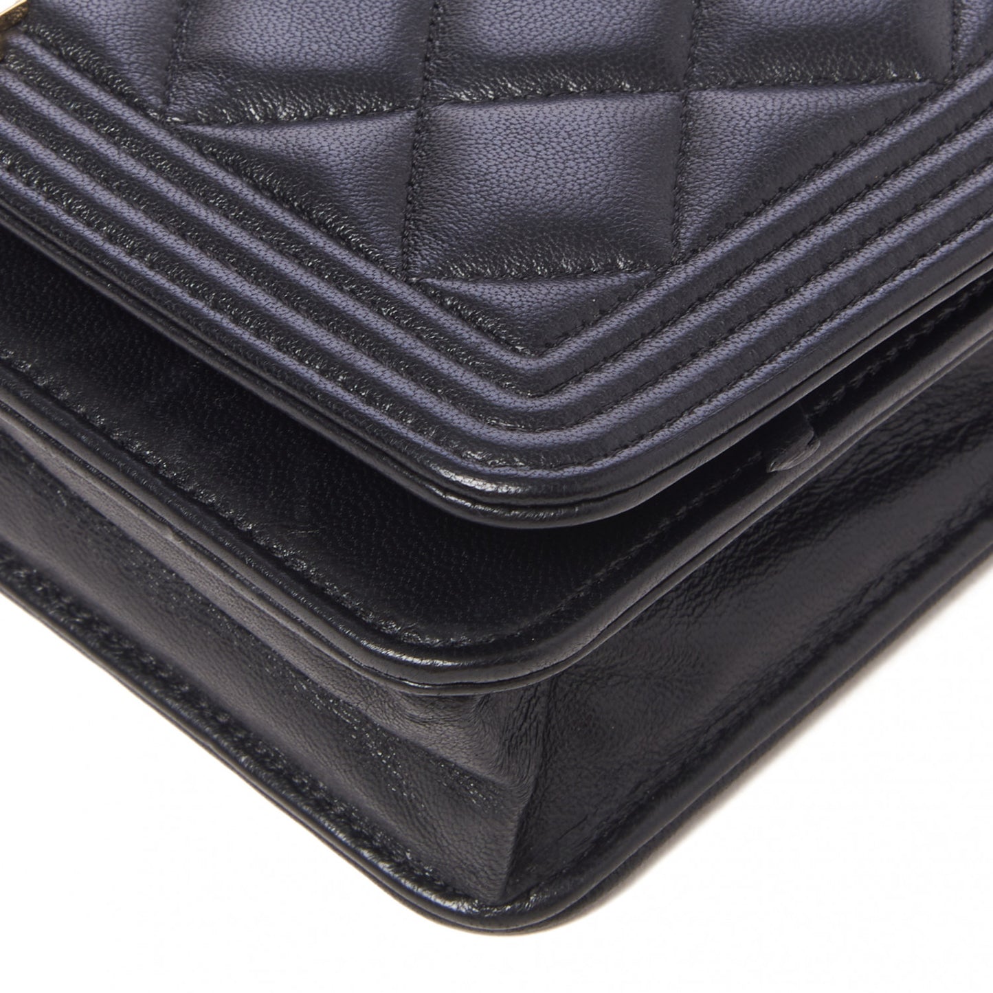 Lambskin Quilted Boy Wallet On Chain WOC Black