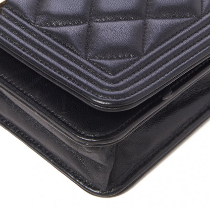 Chanel Lambskin Quilted Boy Wallet On Chain WOC Black 5 of 9