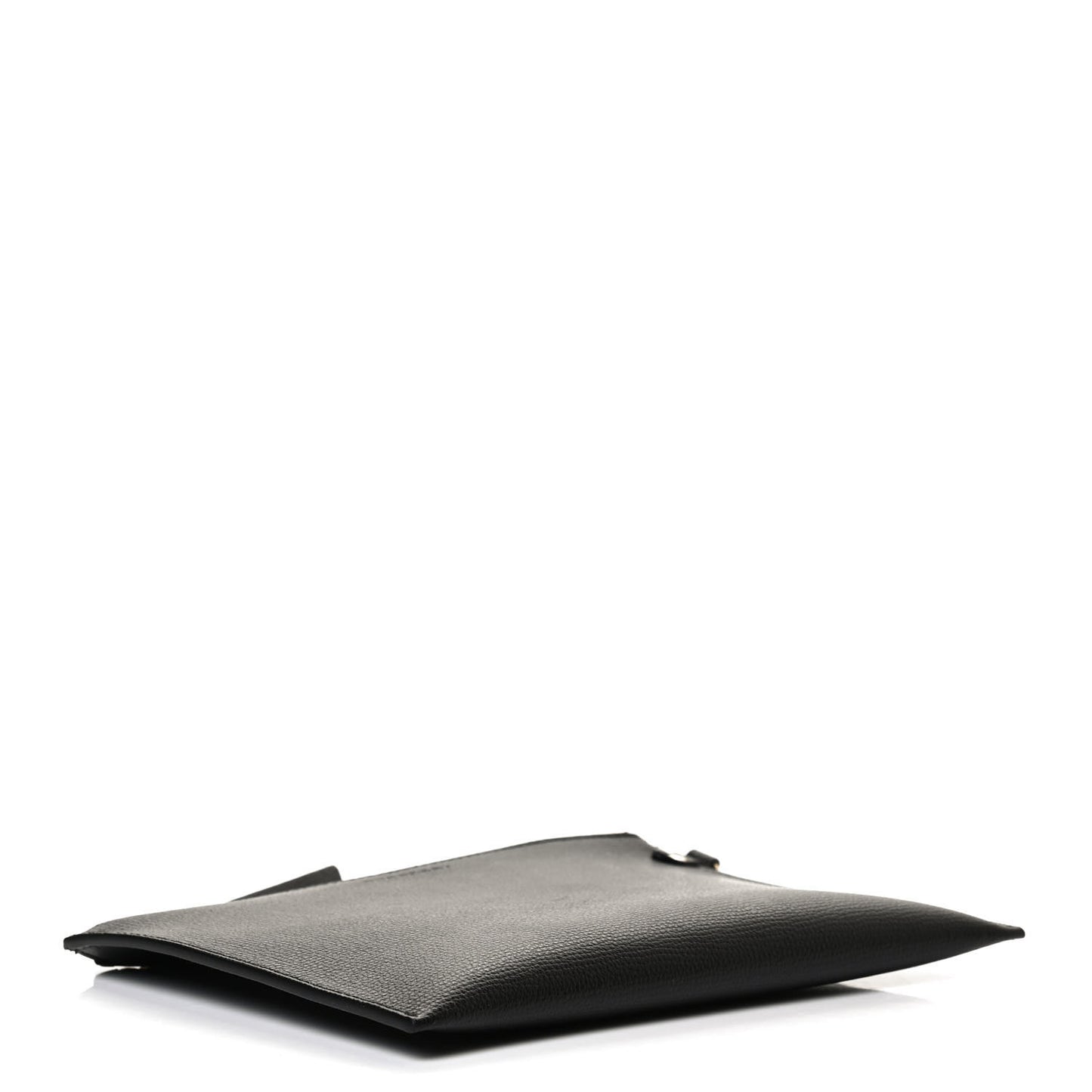 Grainy Calfskin Haymarket Check Zip Pouch Black