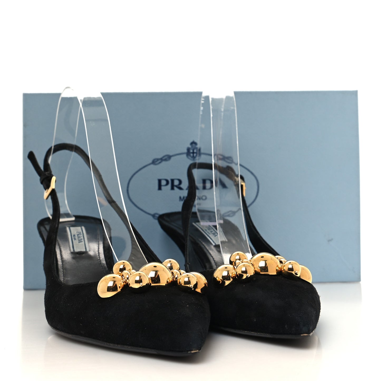 Camoscio Slingback Pumps 40 Black Oro