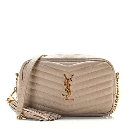 Saint Laurent Grain De Poudre Matelasse Monogram Mini Lou Camera Bag Dark Beige 1 of 11