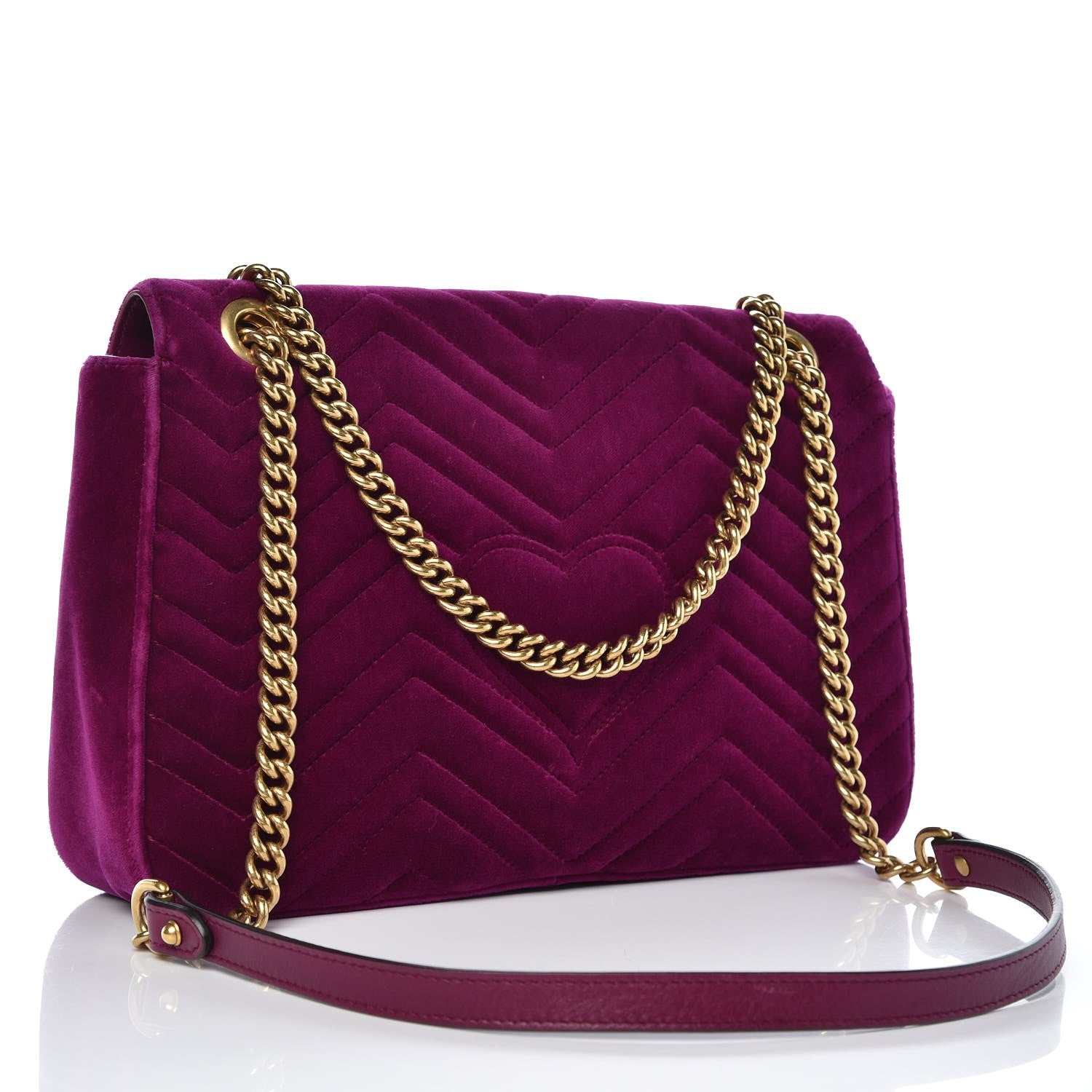 Gucci Velvet Matelasse Medium GG Marmont Shoulder Bag Fuchsia Violet Cyclamen 3 of 12
