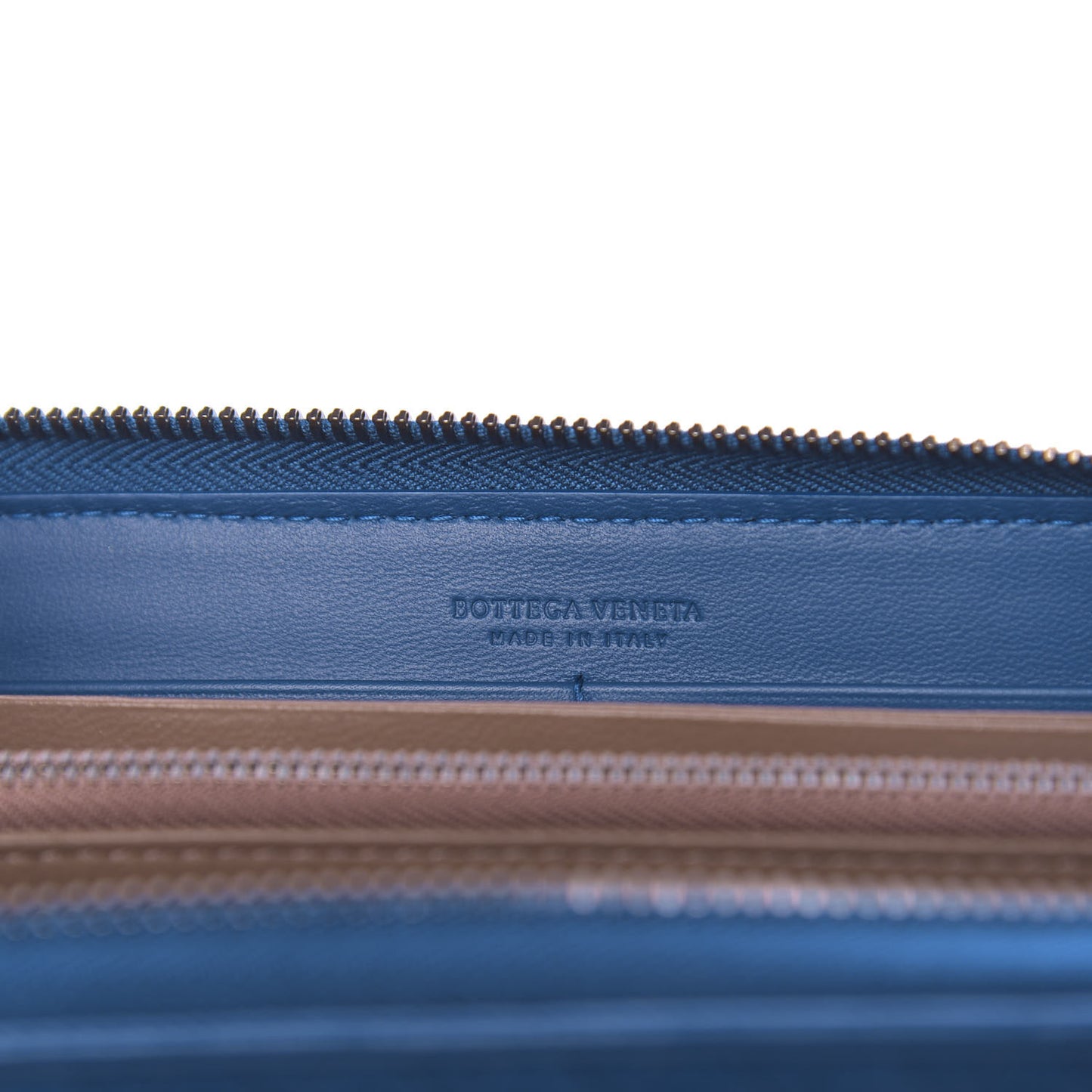 Nappa Intrecciato Zip Around Wallet Blue