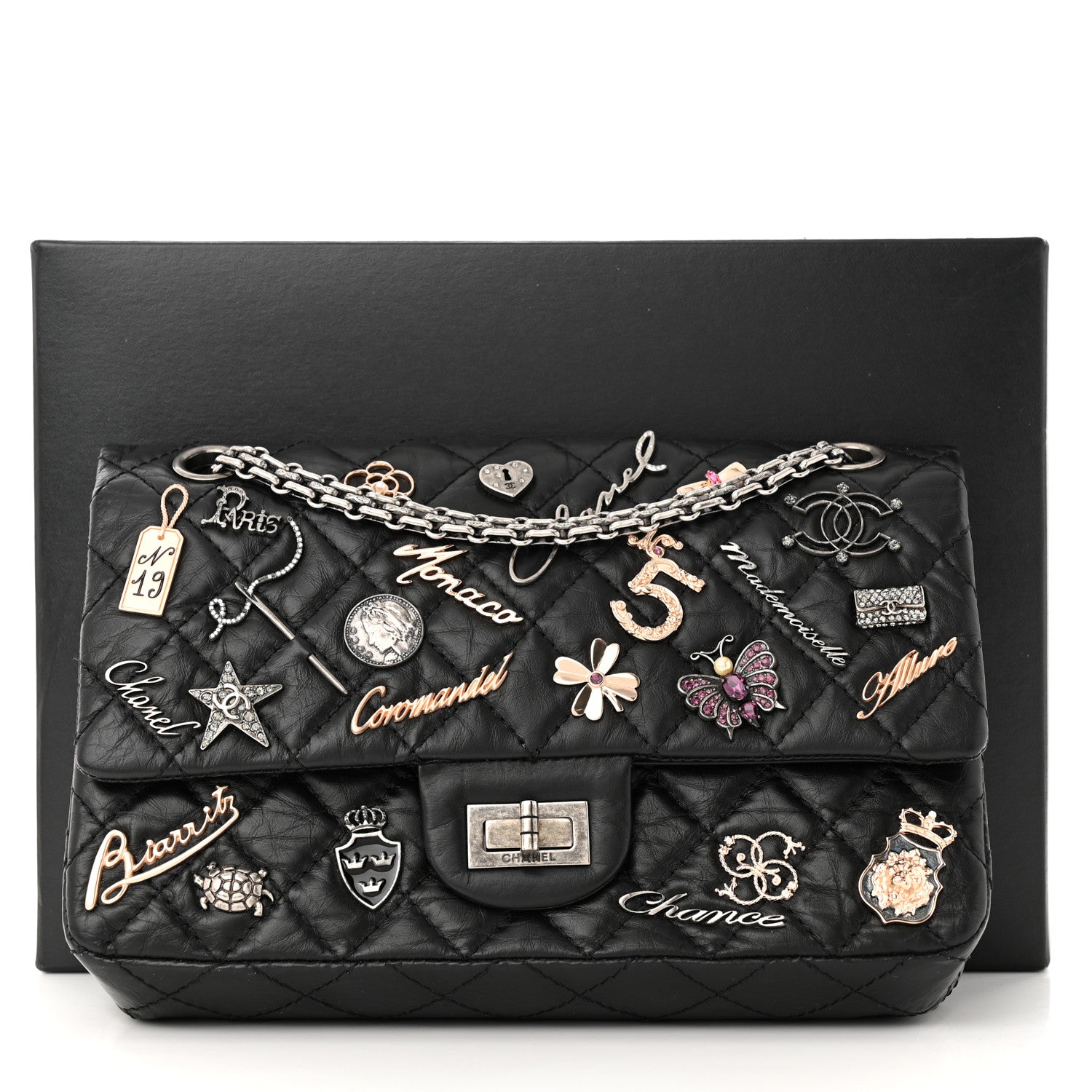 Chanel Aged Calfskin Lucky Charms 2.55 Reissue 225 Flap Black 12 of 12