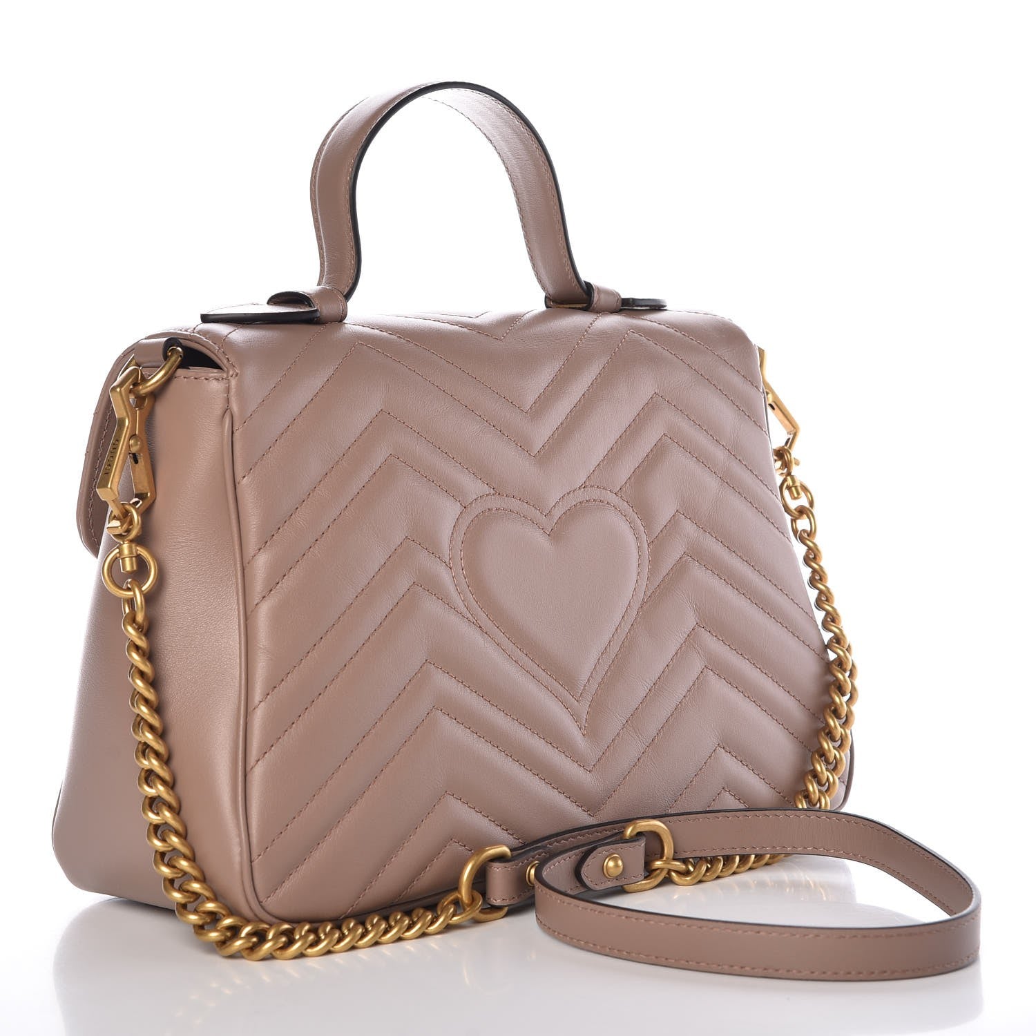 Gucci Calfskin Matelasse Small GG Marmont Top Handle Shoulder Bag Porcelain Rose 3 of 7