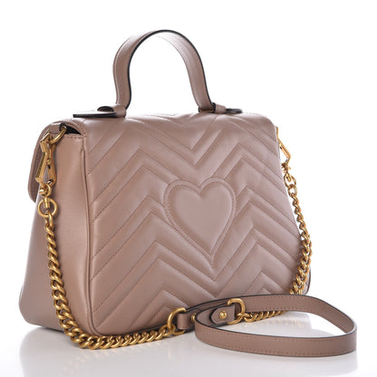 Gucci Calfskin Matelasse Small GG Marmont Top Handle Shoulder Bag Porcelain Rose 3 of 7