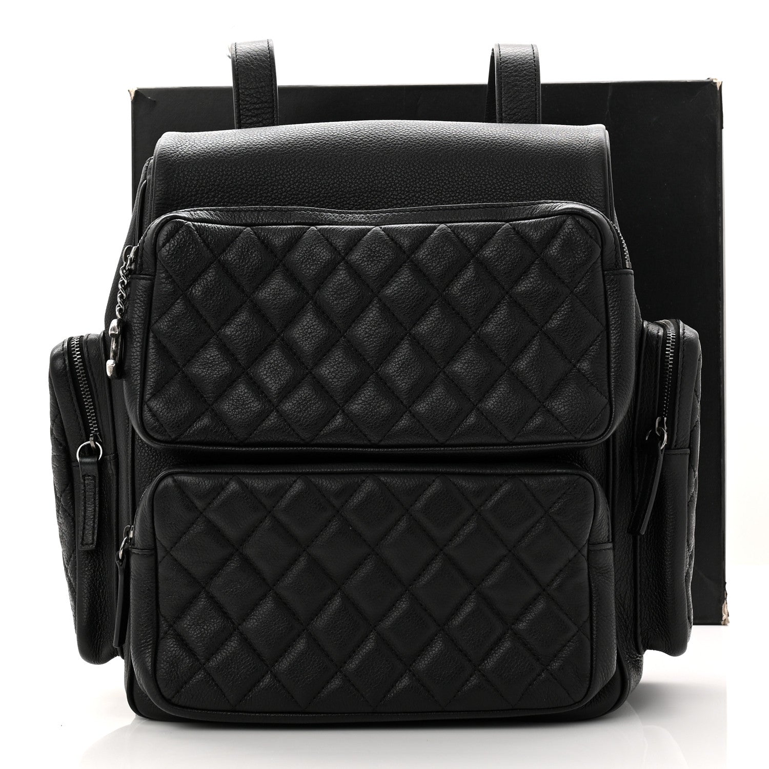 Chanel Grained Calfskin Quilted Large Casual Rock Backpack Black 13 of 13