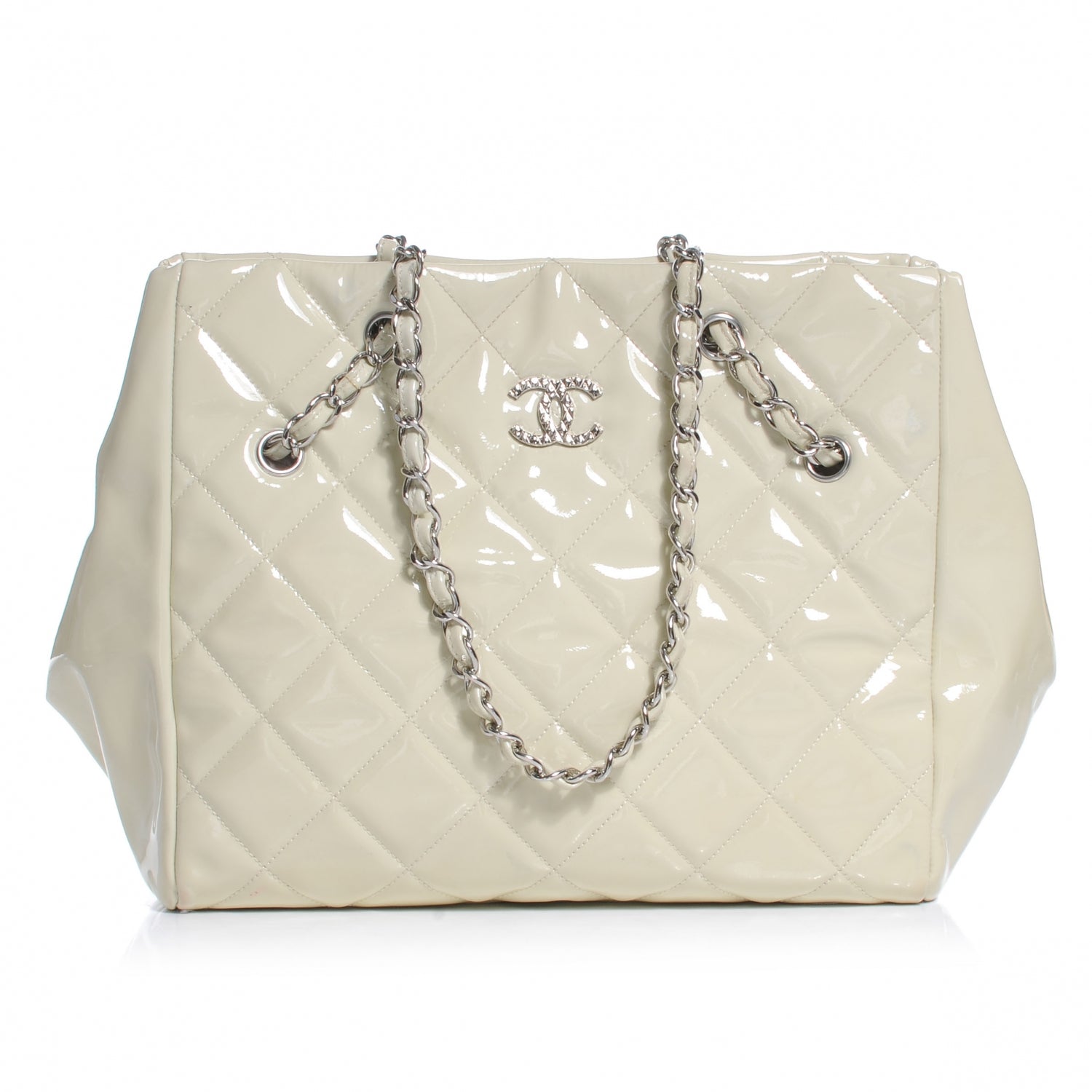 Chanel Patent Large Cells Tote White 1 of 9