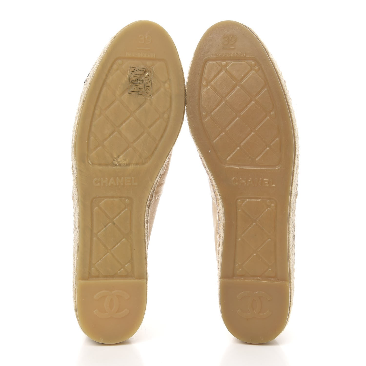 Chanel Lambskin CC Espadrilles 39 Beige Black 5 of 10