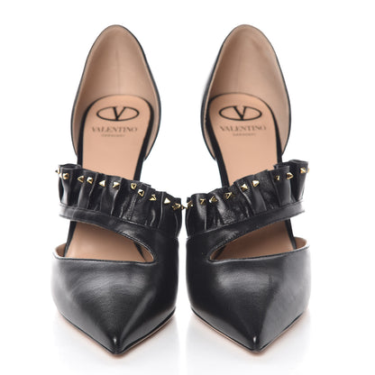 Valentino Garavani Nappa Studded Ruffle d'Orsay Pumps 41 Black 2 of 8
