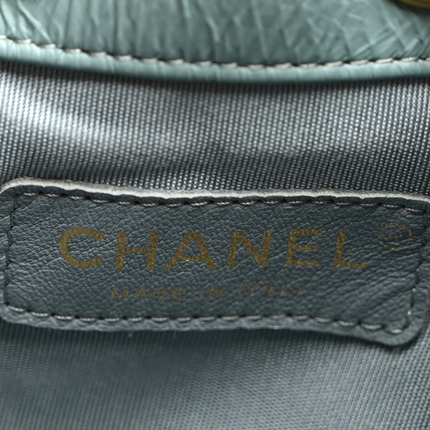 Crumpled Calfskin Coco Pleats Drawstring Bag Blue