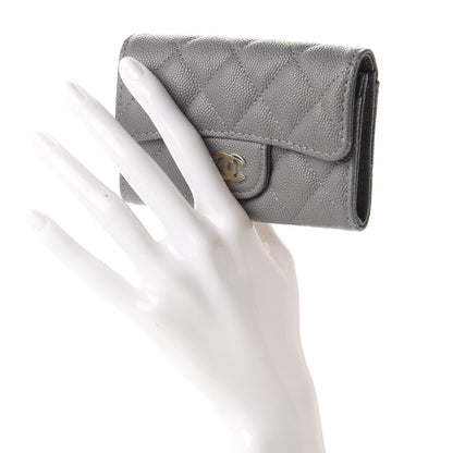 Chanel Caviar Quilted Flap Card Holder Wallet Dark Grey 2 of 9