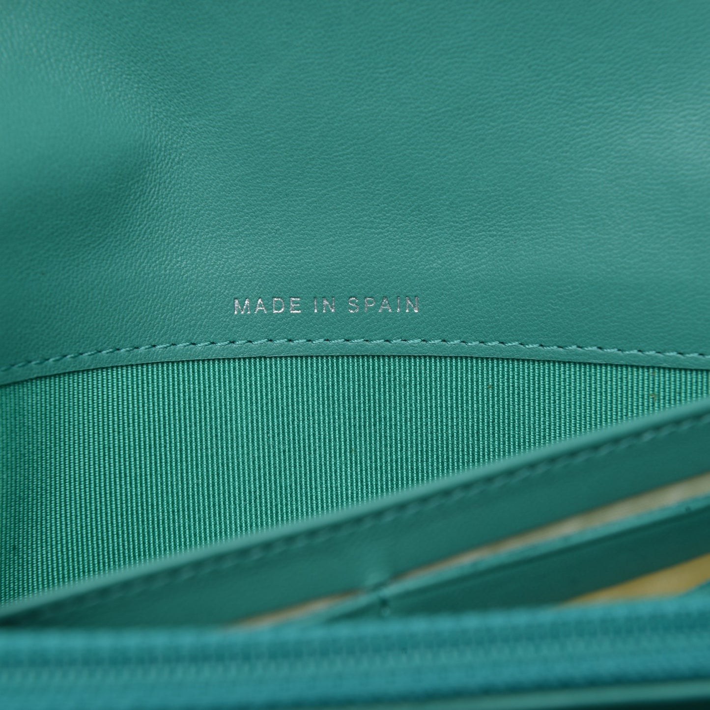 Lambskin Quilted Large Gusset Flap Wallet Turquoise