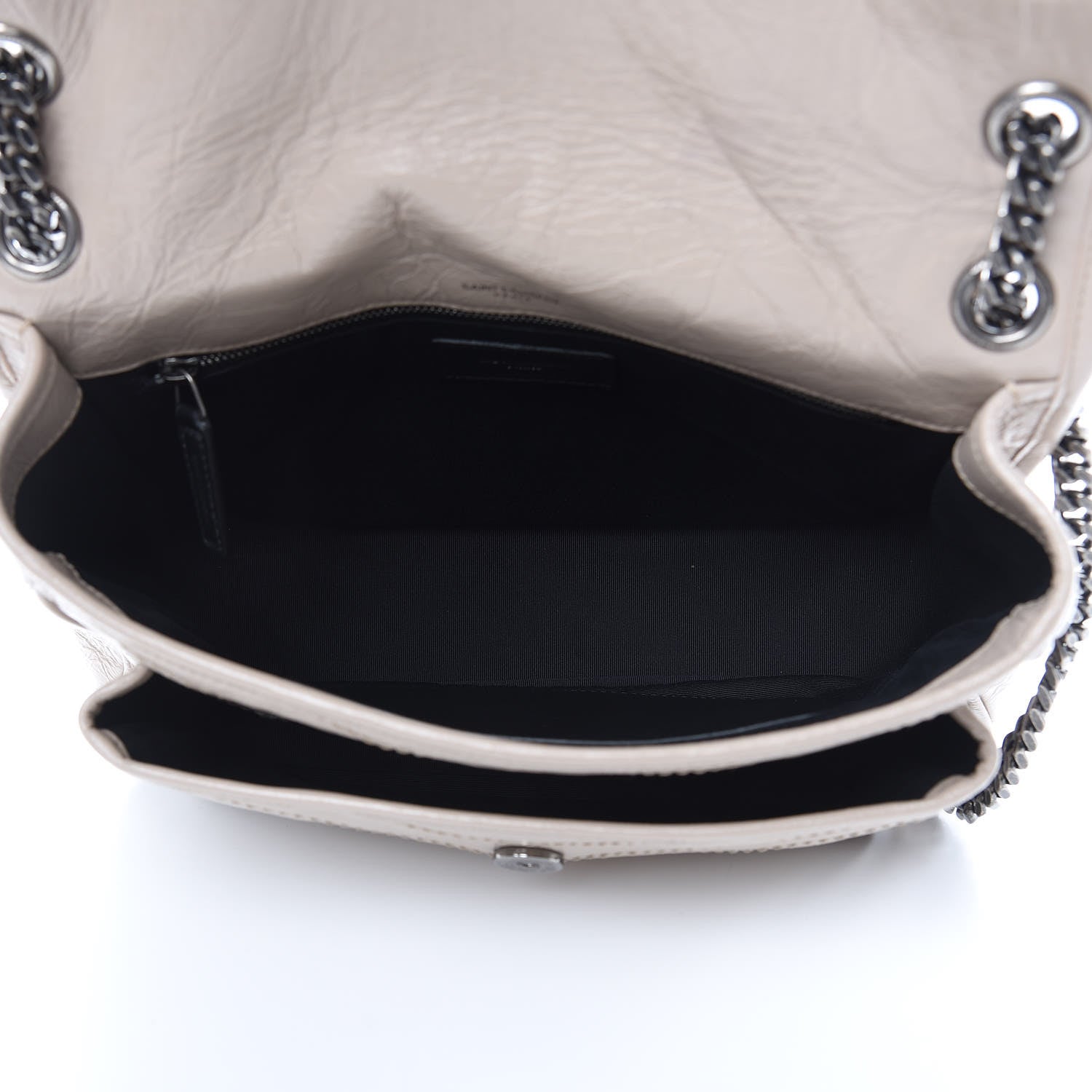 Saint Laurent Crinkled Calfskin Matelasse Monogram Medium Niki Chain Satchel Light Natural 5 of 9