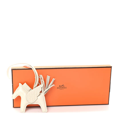 Hermes Milo Lambskin Matte Alligator Touch Grigri Rodeo Pegase Horse Bag Charm PM Craie Nata Beton 5 of 5
