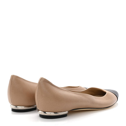 Chanel Lambskin Coco Line Pointed Toe Ballerina Flats 35.5 Beige Black 4 of 11