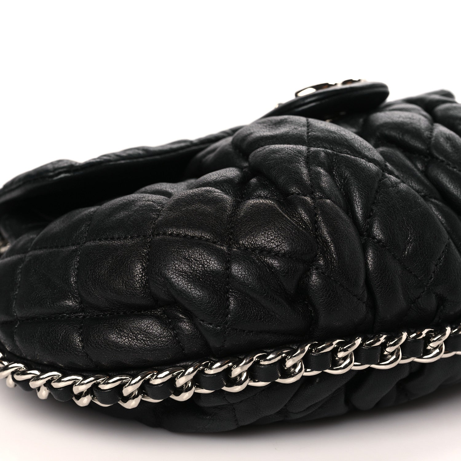 Chanel Washed Lambskin Quilted Chain Around Flap Black 8 of 10