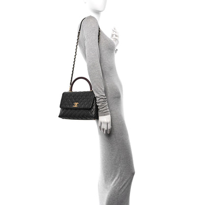 Chanel Caviar Lizard Embossed Quilted Small Coco Handle Flap Black 2 of 12