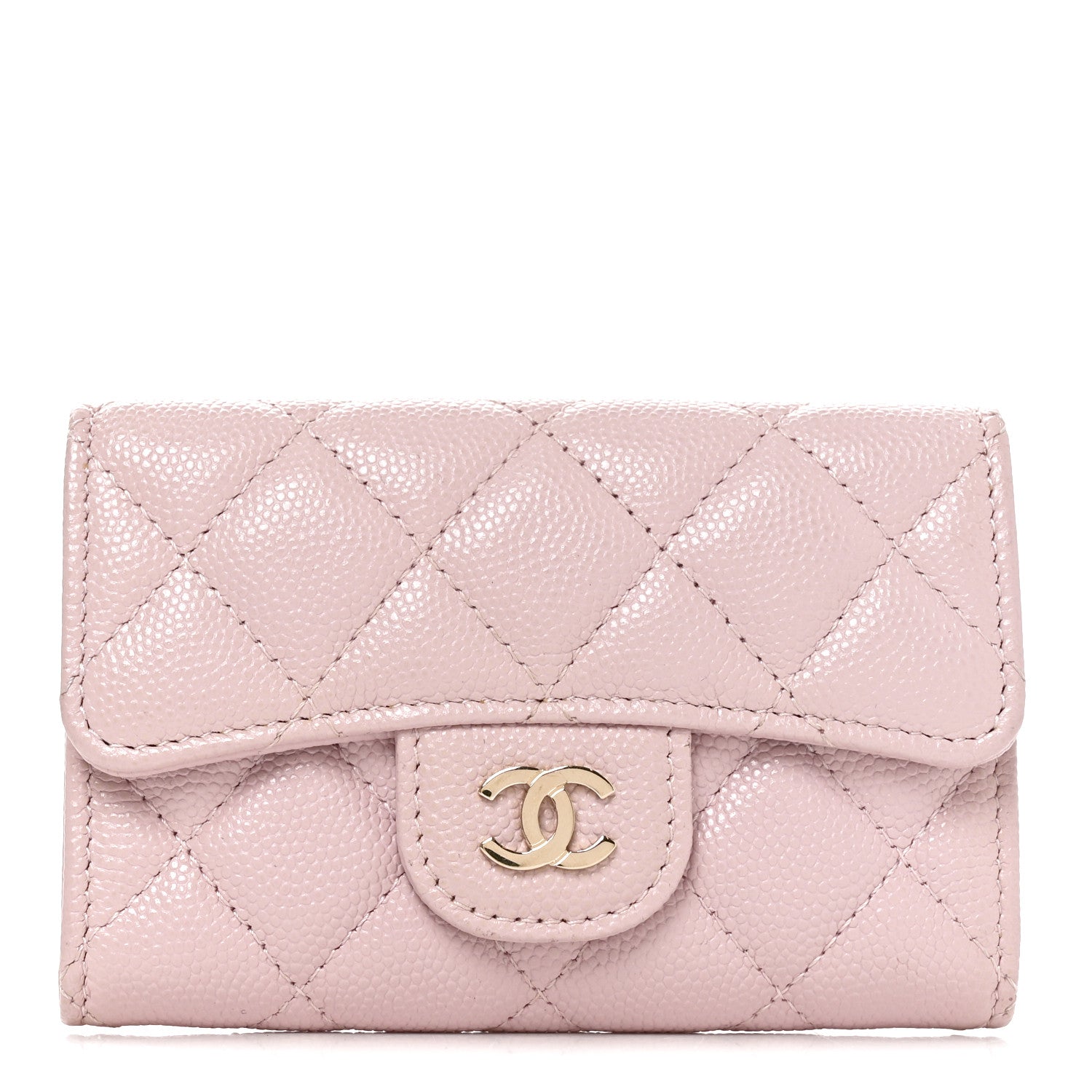 Chanel Caviar Quilted Flap Card Holder Wallet Light Pink 1 of 8