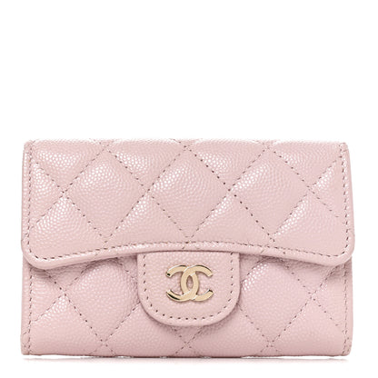 Chanel Caviar Quilted Flap Card Holder Wallet Light Pink 1 of 8