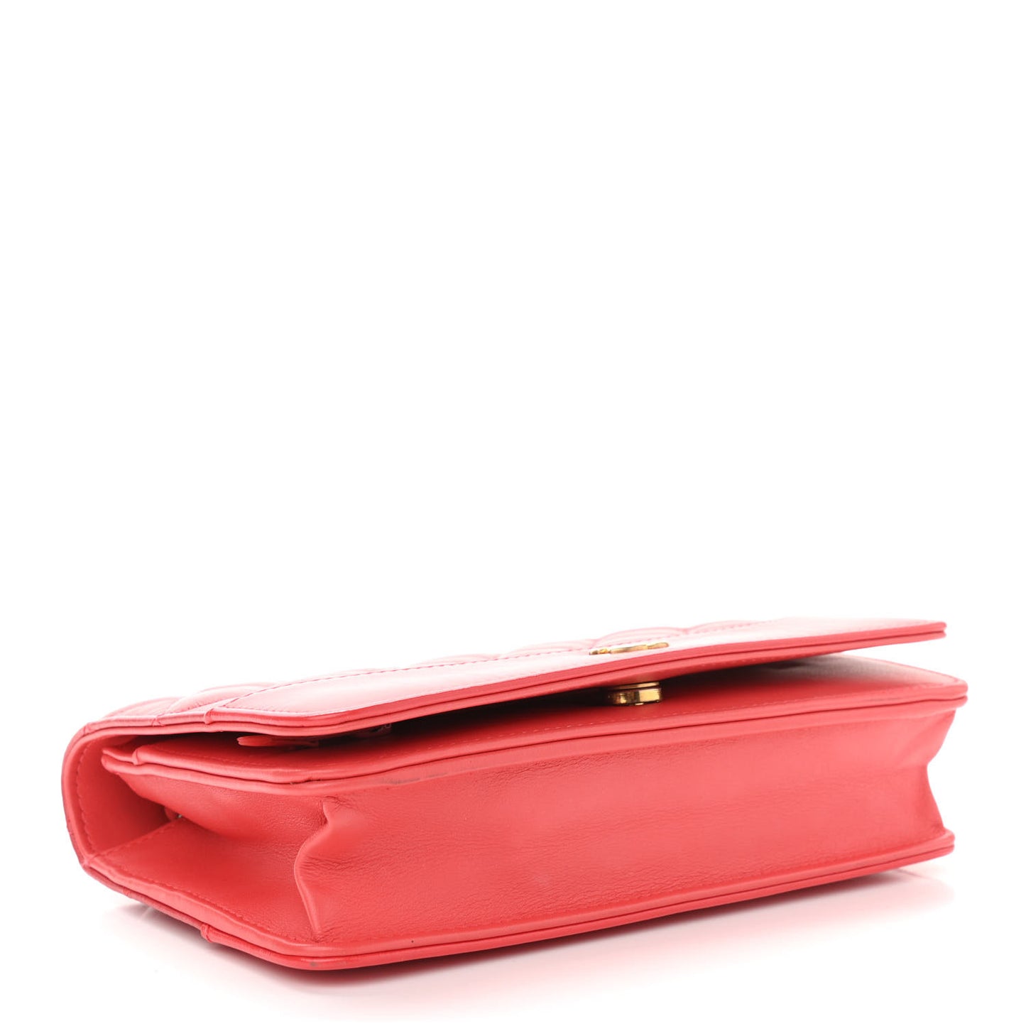 Patent Goatskin Quilted Gabrielle Wallet On Chain WOC Orange