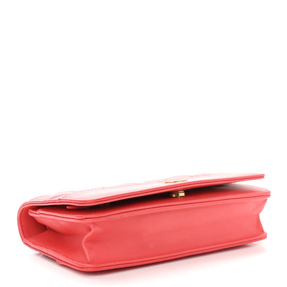 Chanel Patent Goatskin Quilted Gabrielle Wallet On Chain WOC Orange 4 of 13