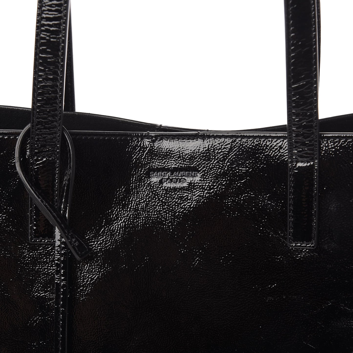 Patent Calfskin Large Shopping Tote Black