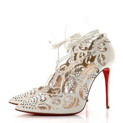 Christian Louboutin Calfskin PVC Impera 100 Pumps 40.5 White 3 of 8