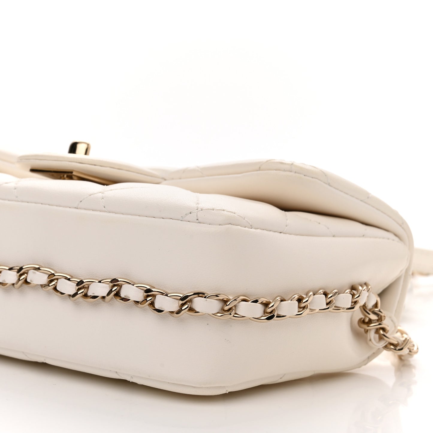 Lambskin Quilted Mini My Precious Flap White