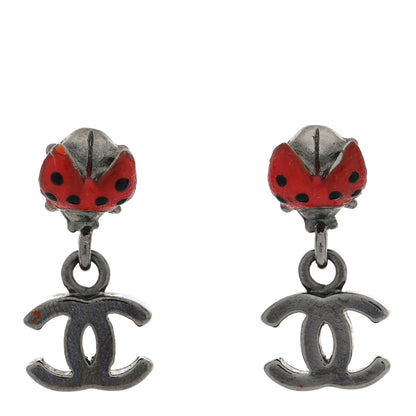 Chanel Enamel CC Ladybug Drop Earrings Red 1 of 4