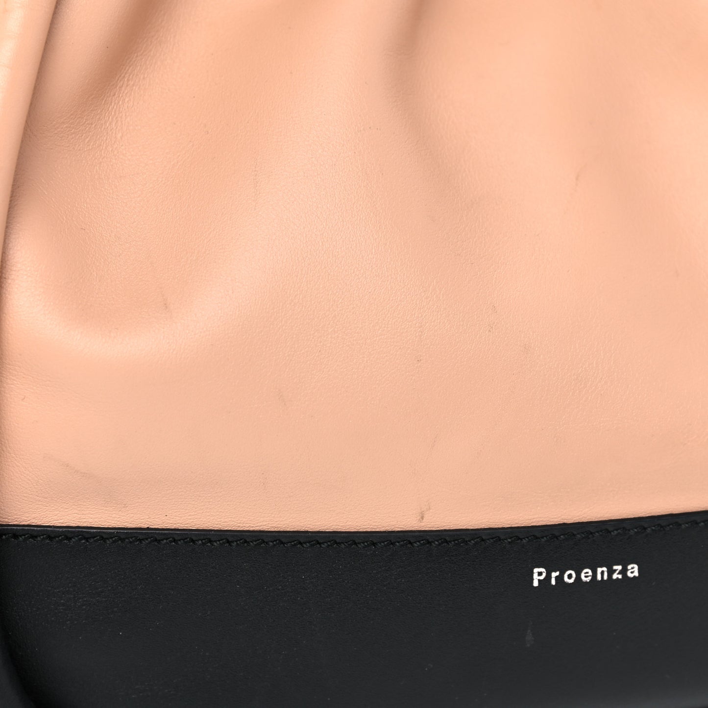 Calfskin Two Tone Ruched Tote Beige Black