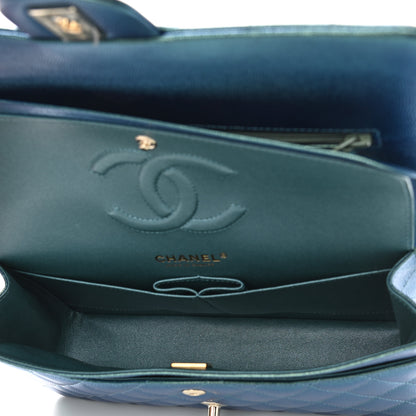 Chanel Iridescent Caviar Quilted Medium Double Flap Green 5 of 9