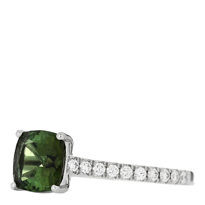 Tiffany Platinum Diamond Green Tourmaline Legacy Ring 49 4.75 3 of 6