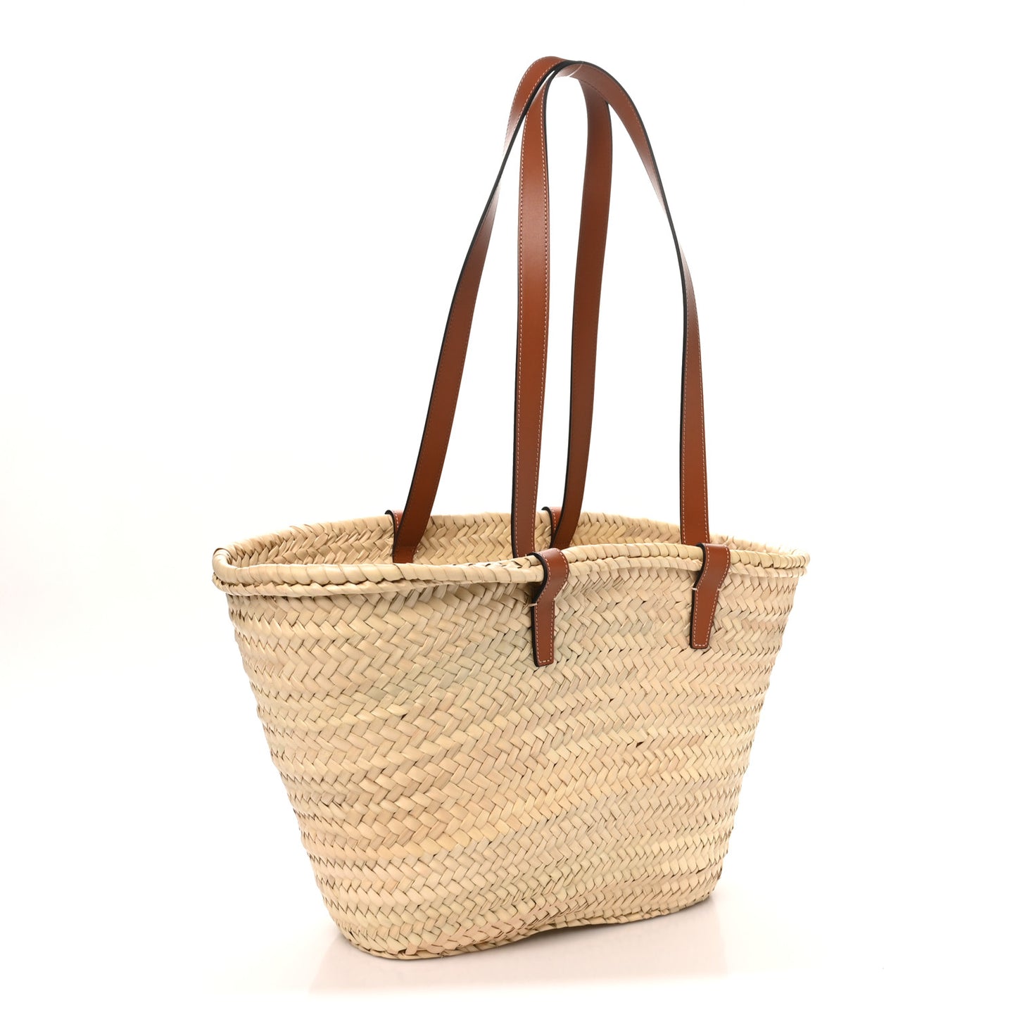 Raffia Calfskin Triomphe Medium Panier Tan