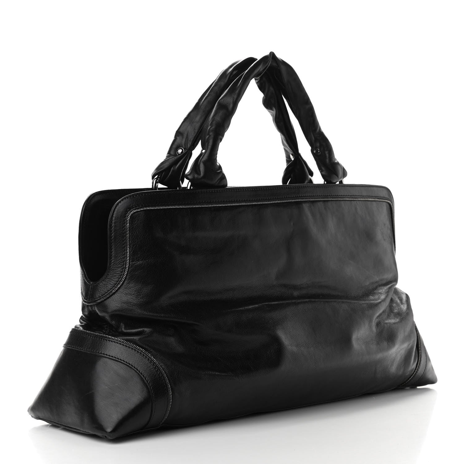 Chanel Lambskin East West Soho Shopper Black 3 of 10
