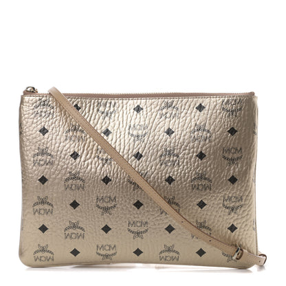 MCM Metallic Visetos Medium Crossbody Pouch Berline Gold 1 of 11