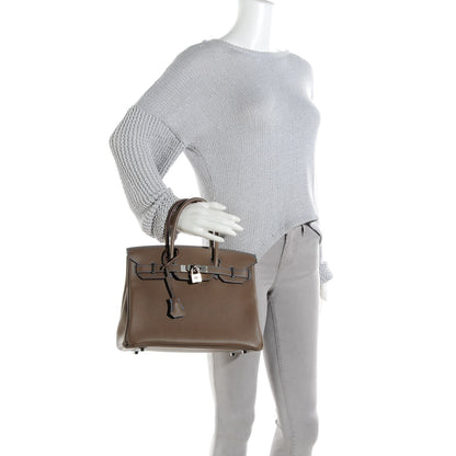 Hermes Taurillon Clemence Horseshoe Birkin 30 Etoupe Mykonos 2 of 21