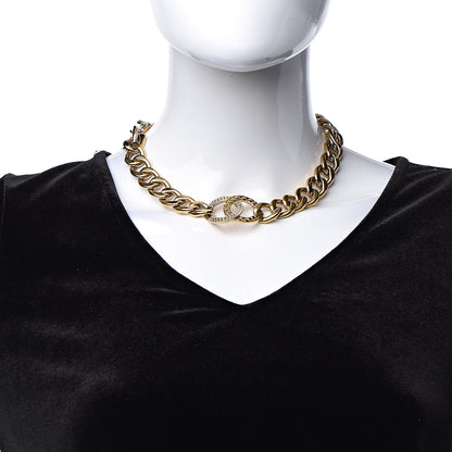 Chanel Crystal Chain Link CC Choker Necklace Gold 2 of 5