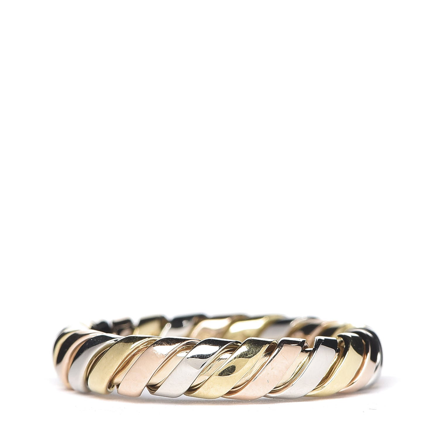 Bulgari 18K Rose Yellow White Tubogas Band Ring 56 7.5 1 of 3