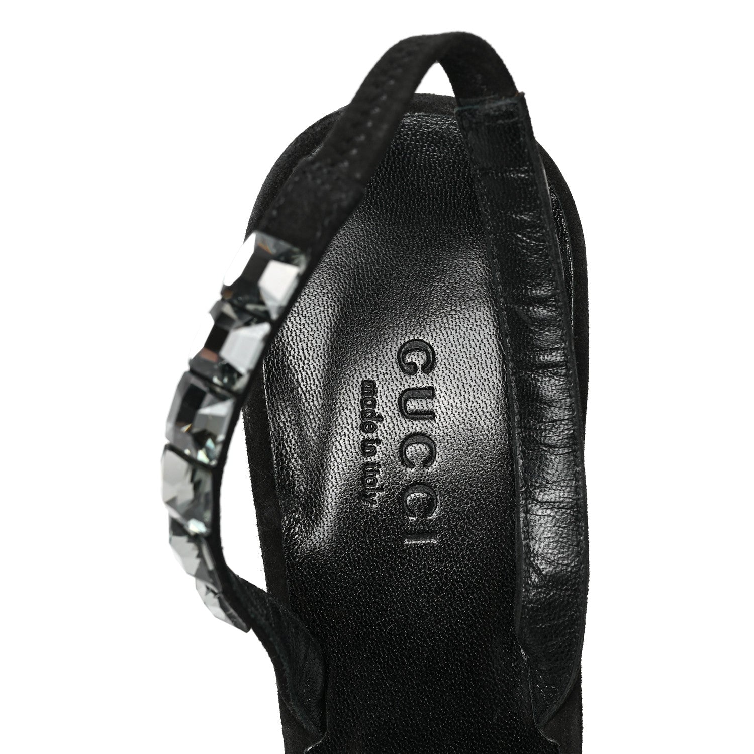Gucci Kid Scamosciato Crystallo Mallory Slingback Sandal 37.5 Black 7 of 7