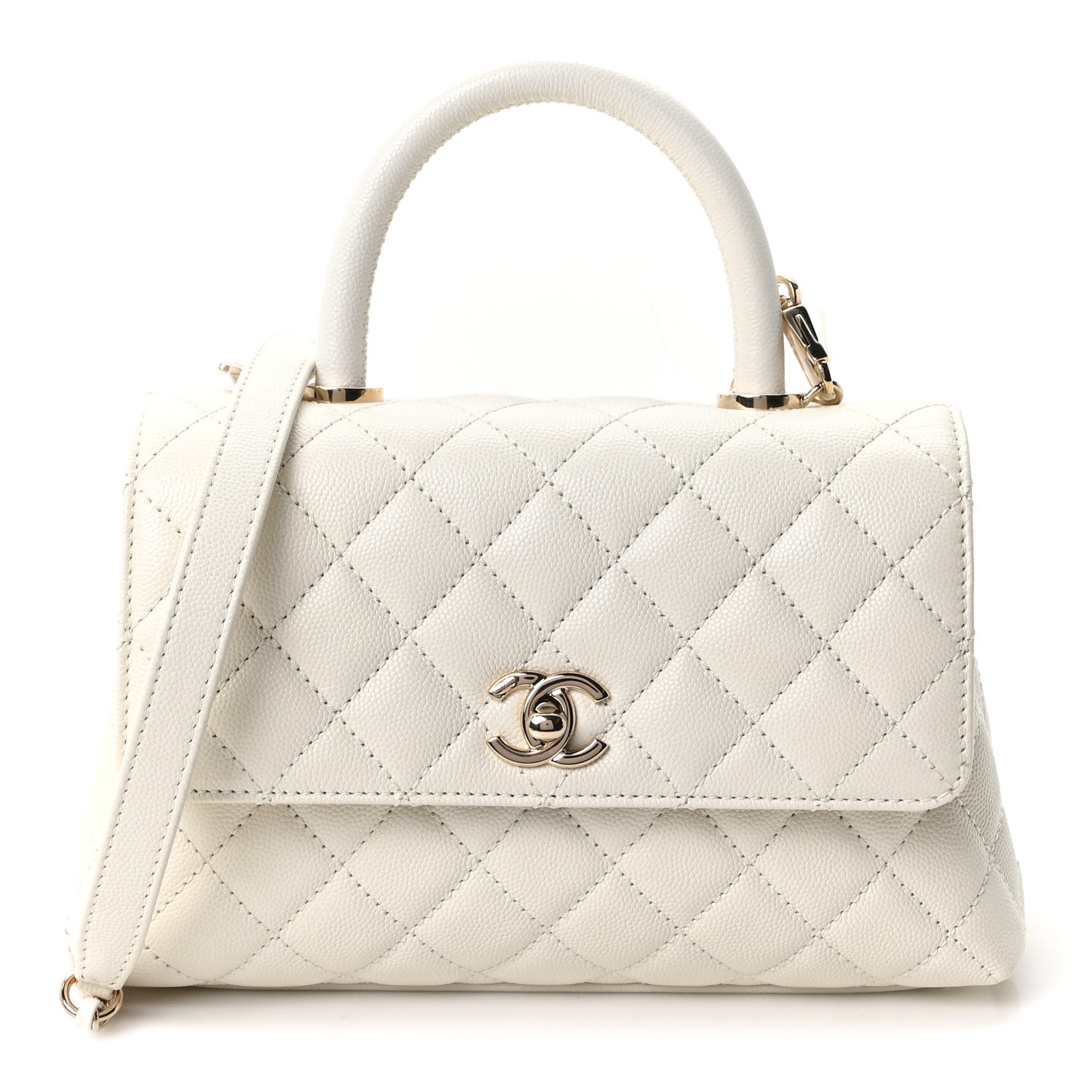 Chanel Caviar Quilted Mini Coco Handle Flap White 1 of 11