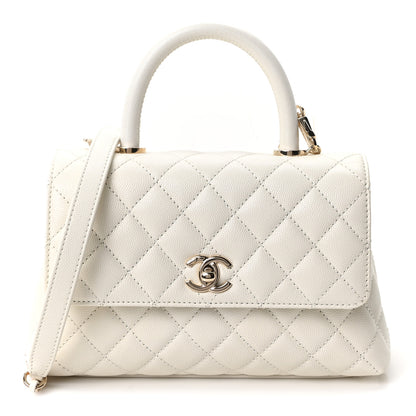 Chanel Caviar Quilted Mini Coco Handle Flap White 1 of 11