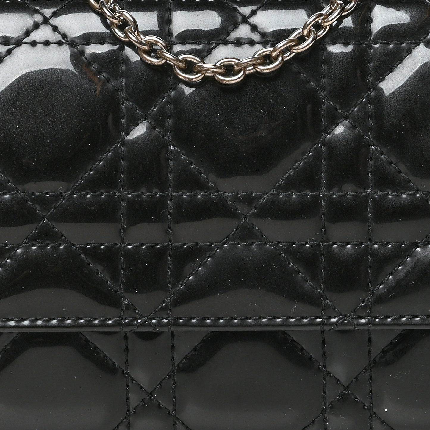 Patent Cannage Lady Dior Rendezvous Wallet On Chain Black Black