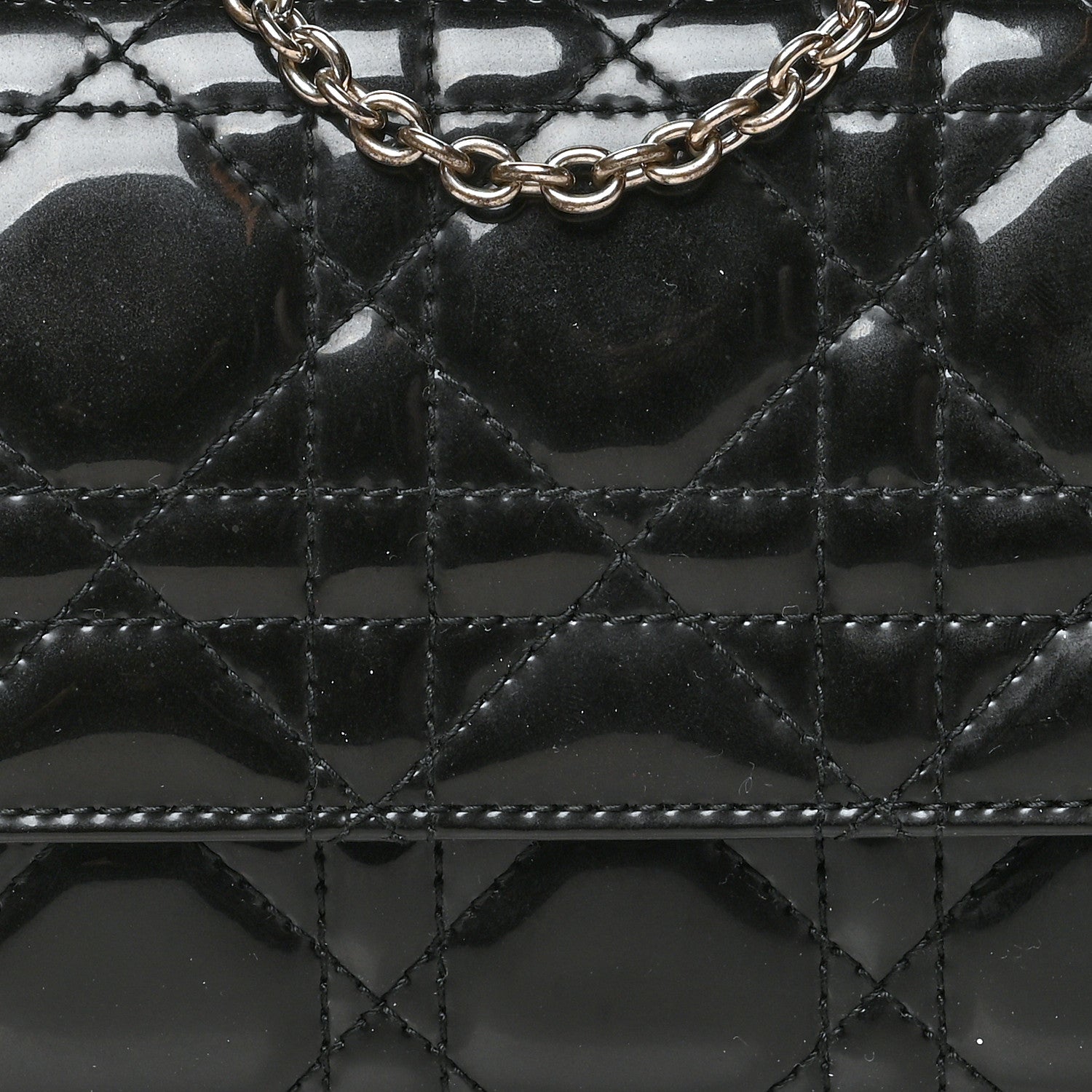 Christian Dior Patent Cannage Lady Dior Rendezvous Wallet On Chain Black Black 8 of 11