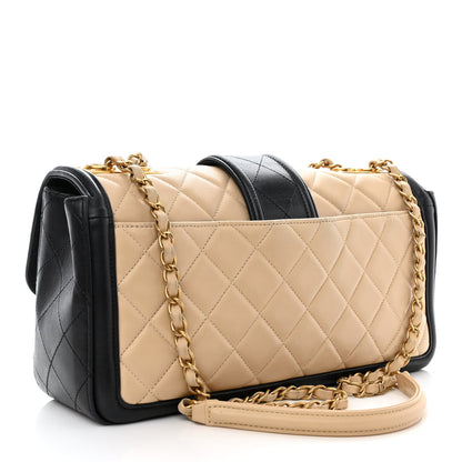 Chanel Lambskin Quilted Large Elegant CC Flap Beige Black 3 of 16