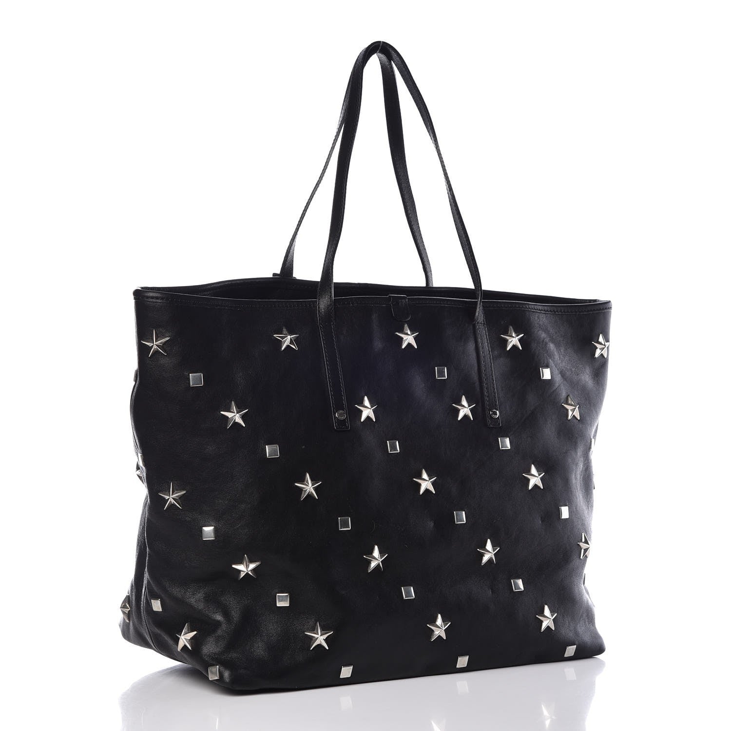 Jimmy Choo Calfskin Sasha Star and Square Studded Shopper Tote Black 3 of 8