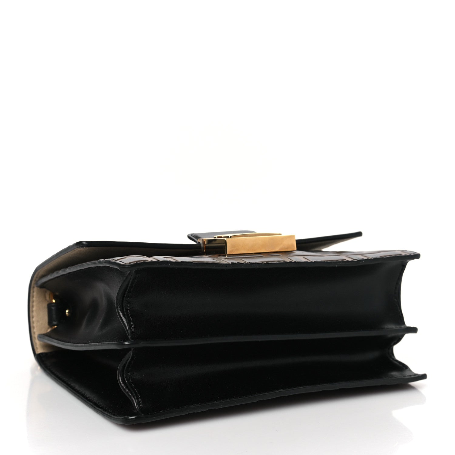 Fendi Vitello Liberty Bi-Color FF 1974 Embossed Small Kan U Shoulder Bag Maya Black 4 of 9