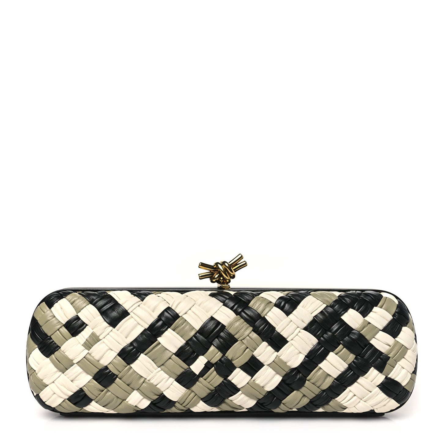 Nappa Intrecciato Stretch Knot Box Clutch Black Multicolor